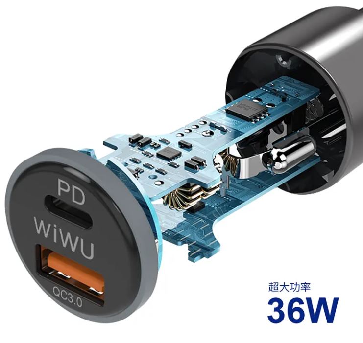 WiWU 36W veloce di ricarica caricabatteria da auto con USB 3.0 e di tipo C caricatore - Luffy5