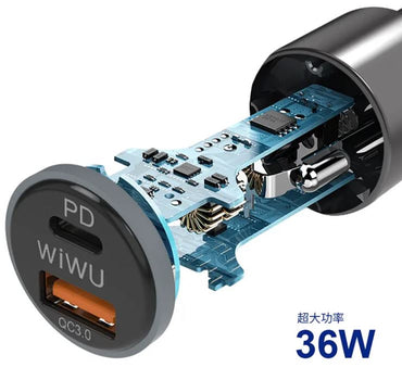 WiWU 36W veloce di ricarica caricabatteria da auto con USB 3.0 e di tipo C caricatore - Luffy5