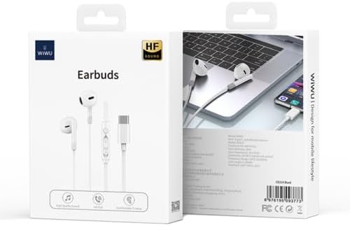WiWU USB Type C Earphones Wired Magnetic Noise Cancelling in-Ear Headset with Microphone