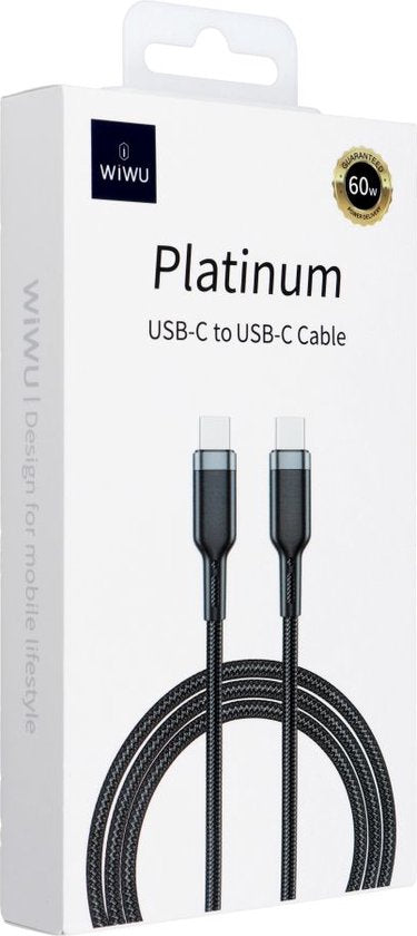 WIWU Cavo USB-C a USB-C - Carica Batterie Rapido USB C - Cavo Collegato - 1,2 m - Nero