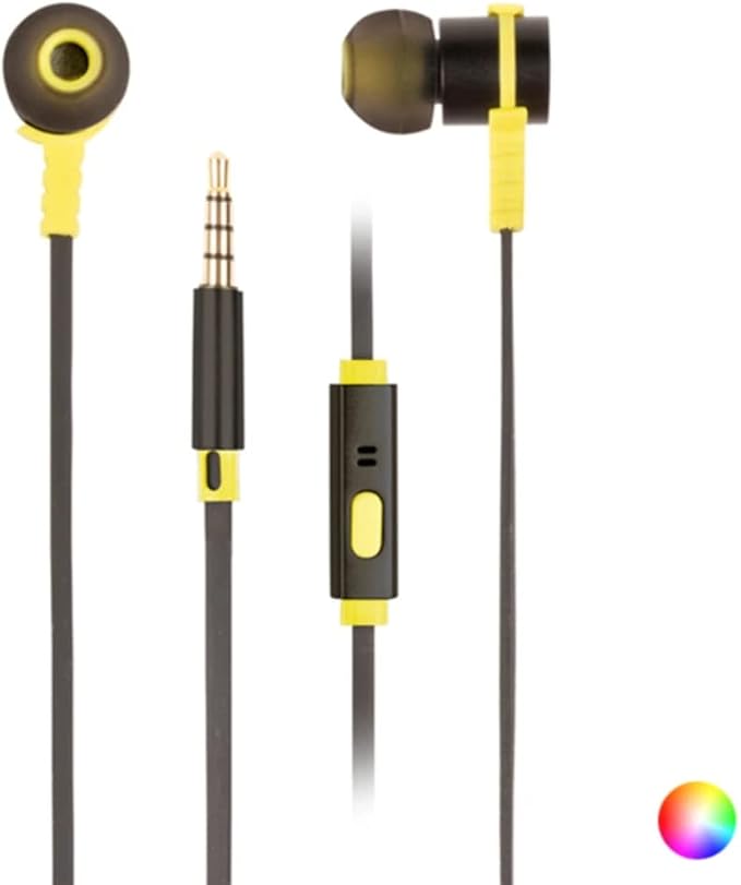 LIMONE - Earphones, 120 cm Flat Cable, Voice Assistant Technology, 3.5 mm Jack Connection, 20 Hz, Colour Yellow