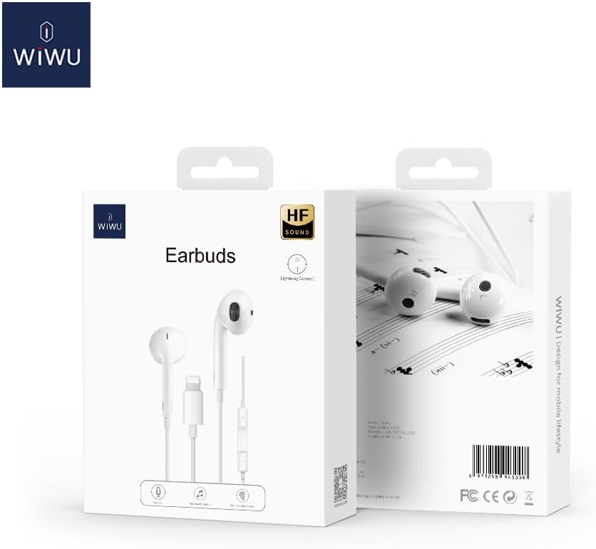 WIWU Earbuds 302 Lighting Connector Wired Earphone, Bluetooth POP-UP window connection plug-and-play|
