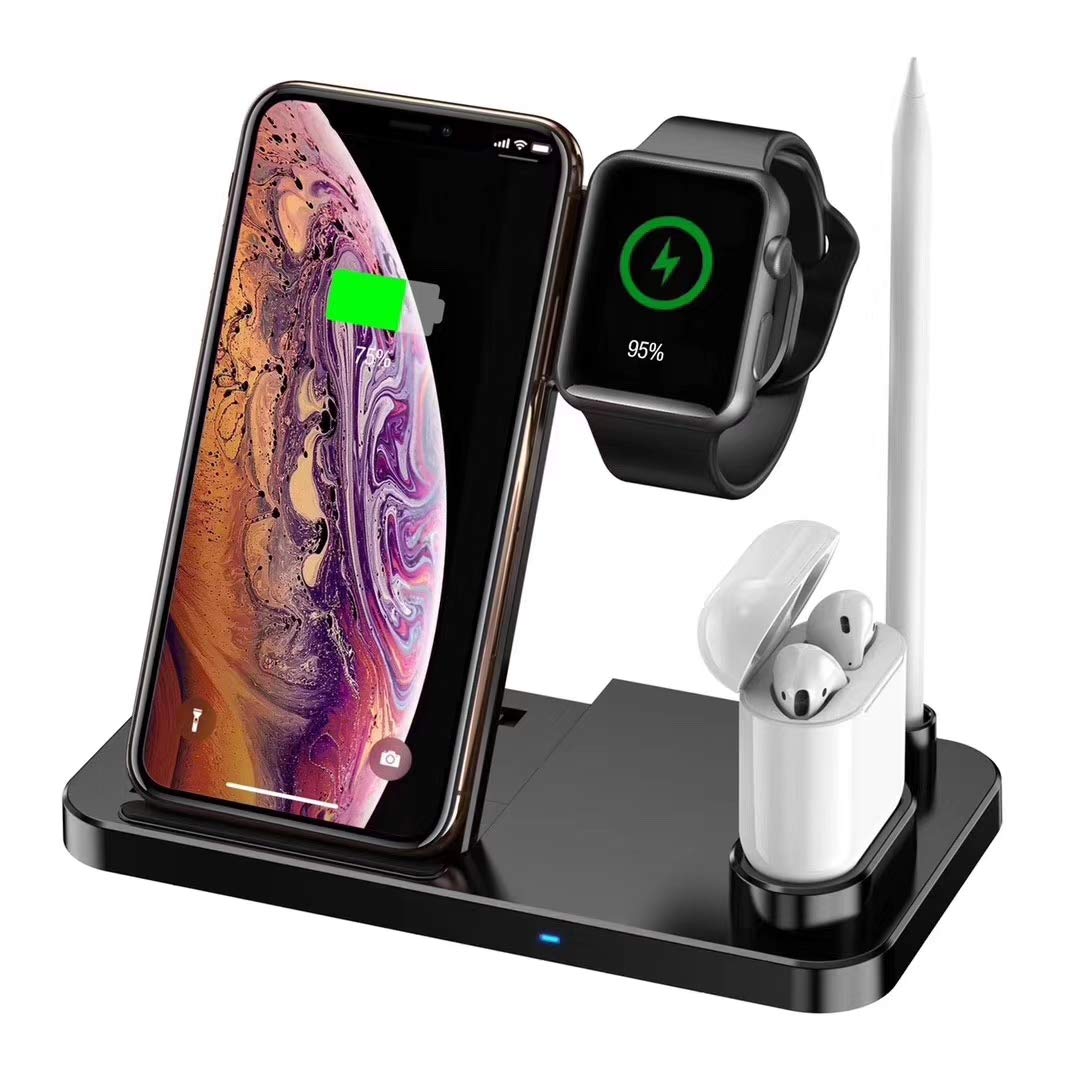 WiWU Wi-W005 3 in 1 Stazione di ricarica in metallo - Lega di alluminio Multi Fast Wireless Charger Stand Docking