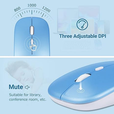 Wireless Bluetooth Mouse Combo, Ultra-Thin 2.4 GHz Wireless