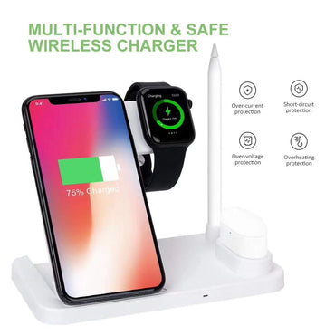WiWU Wi-W005 3 in 1 Stazione di ricarica in metallo - Lega di alluminio Multi Fast Wireless Charger Stand Docking