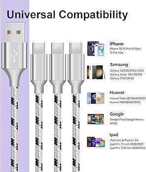 LIMONE -3 Pack 3 in 1 Mobile Phone Charging Cable 3.3FT2A Portable Fast Charger Cable for Micro USBType-CiOS Universal Cable - Luffy5