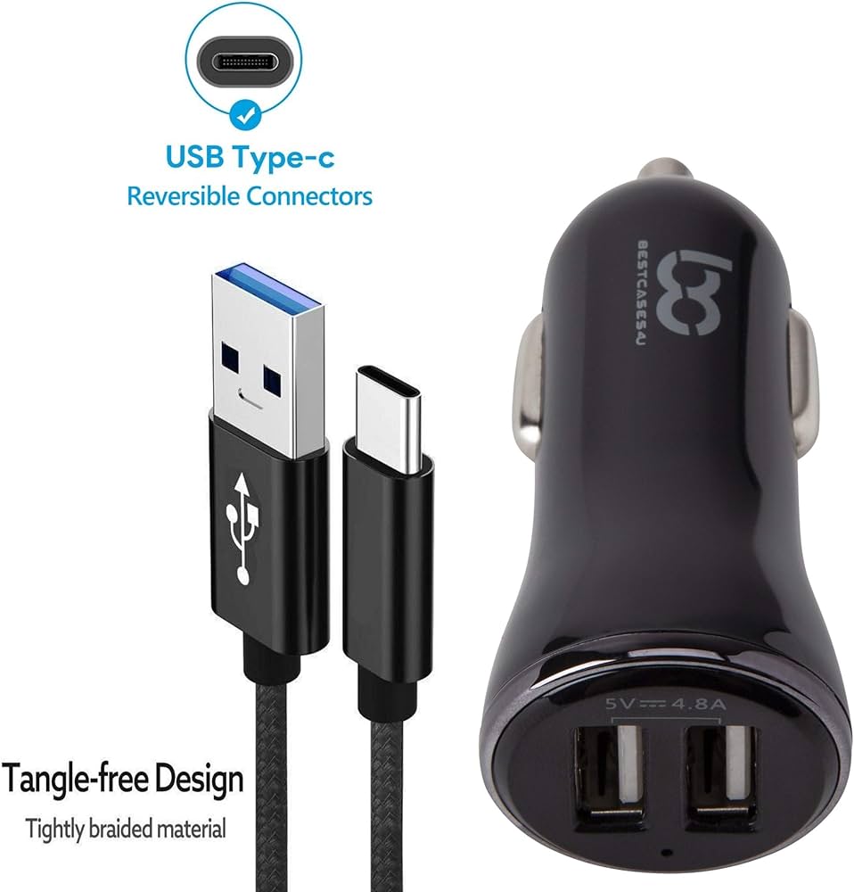 Chargeur allume-cigare rapide LIMONE pour Samsung A13 5G, A53 5G, A33 5G, A23 5G. 2 ports USB, charge rapide 4,8 A, avec câble USB haute vite