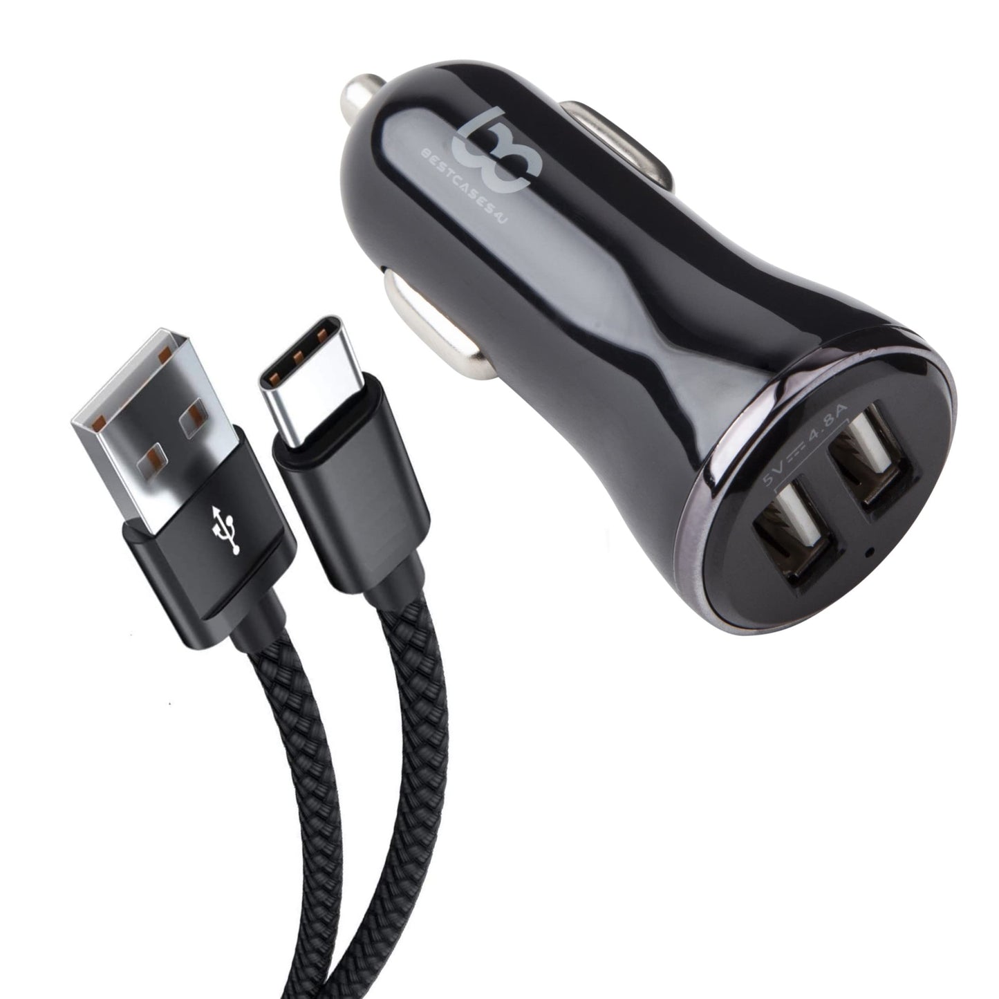 Chargeur allume-cigare rapide LIMONE pour Samsung A13 5G, A53 5G, A33 5G, A23 5G. 2 ports USB, charge rapide 4,8 A, avec câble USB haute vite