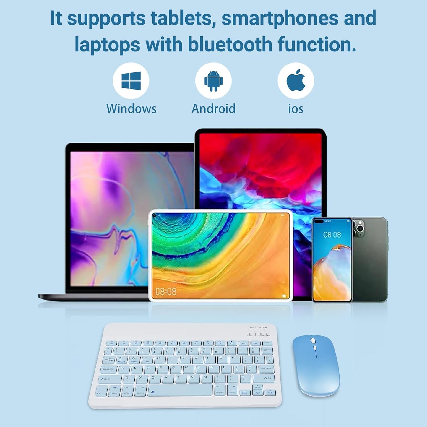 Wireless Bluetooth Mouse Combo, Ultra-Thin 2.4 GHz Wireless