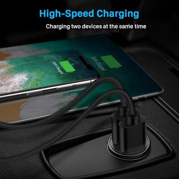 LIMONE Fast 2-Port USB Car Charger - 4.8A with 1M Type C USB Cable for Samsung A13, A53, A33, A23, A73 5G Phones