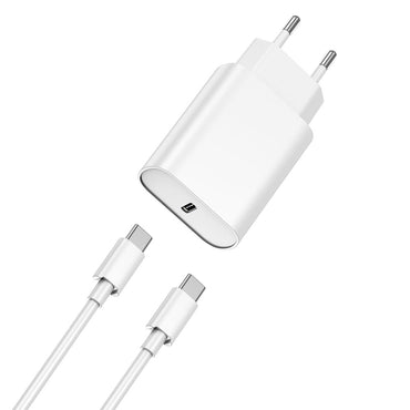 WIWU-Testina di ricarica rapida di rete con connettore Type-C + cavo dati Type-C - Type-C, PD, 3A / 20W, bianco, WIWU Wi-U001 Articolo n.:  6976195090048