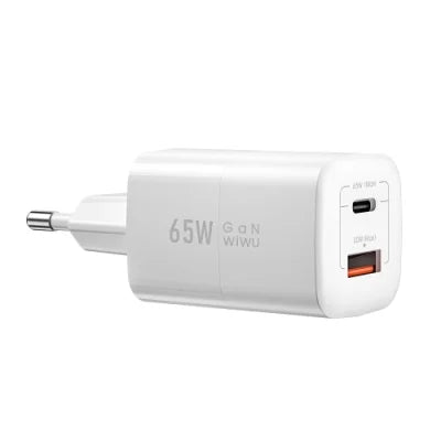 WIWU - rapido da viaggio GaN a doppia porta USB + USB-C / Type-C WIWU Wi-U012 da 65 W - Luffy5