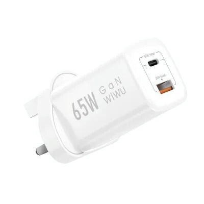 WIWU - rapido da viaggio GaN a doppia porta USB + USB-C / Type-C WIWU Wi-U012 da 65 W - Luffy5