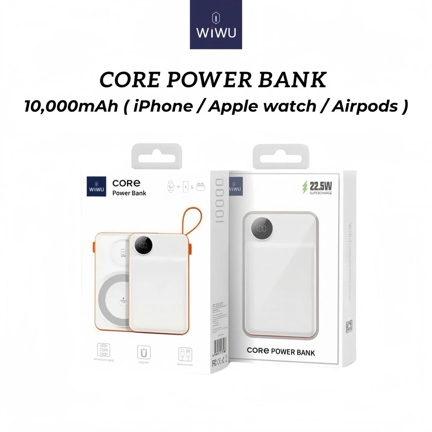WIWU Wi-P007 Powerbank da 10000mAh 2-in-1 Stazione di ricarica wireless magnetica